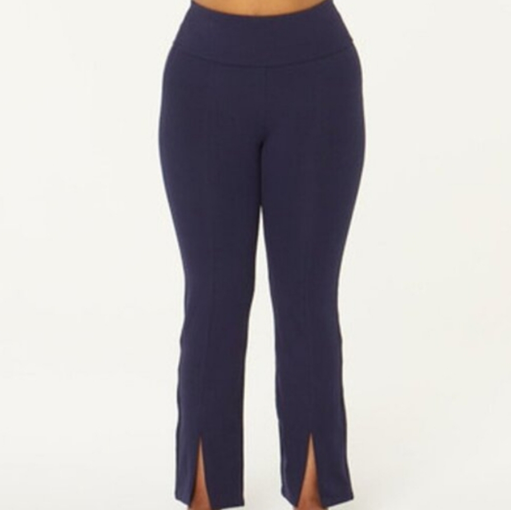 New Ruby Ribbon Women's Slit Ankle Leggings Flare Pants Midnight